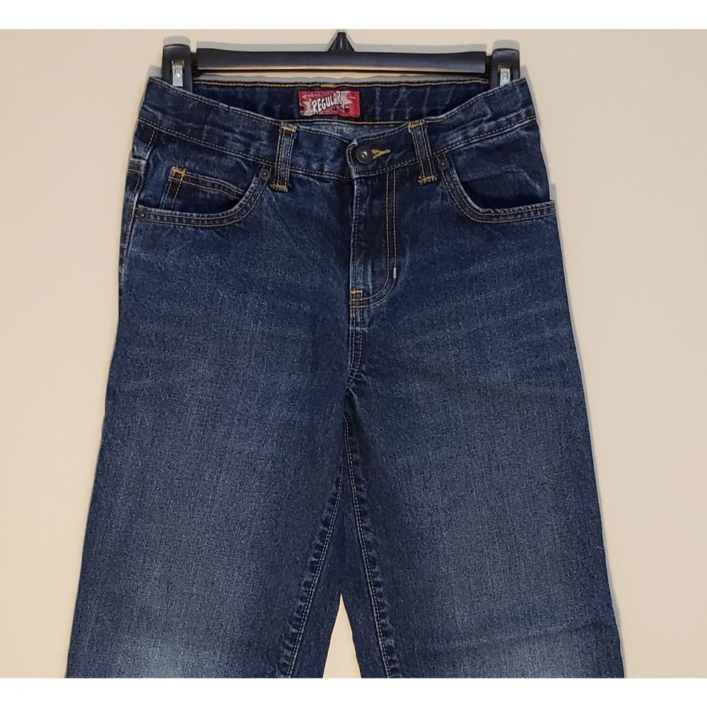 Old Navy Regular Fit Dark Wash Boys Size 12 Jeans Zip Up Adjustable Waist School